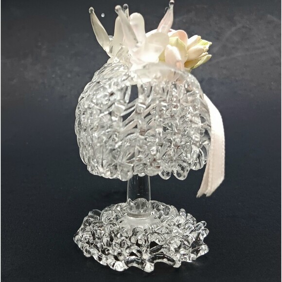 Glass Birds On Spun Glass Mailbox Adorned With Flowers Miniature 2" Tall - Picture 3 of 7